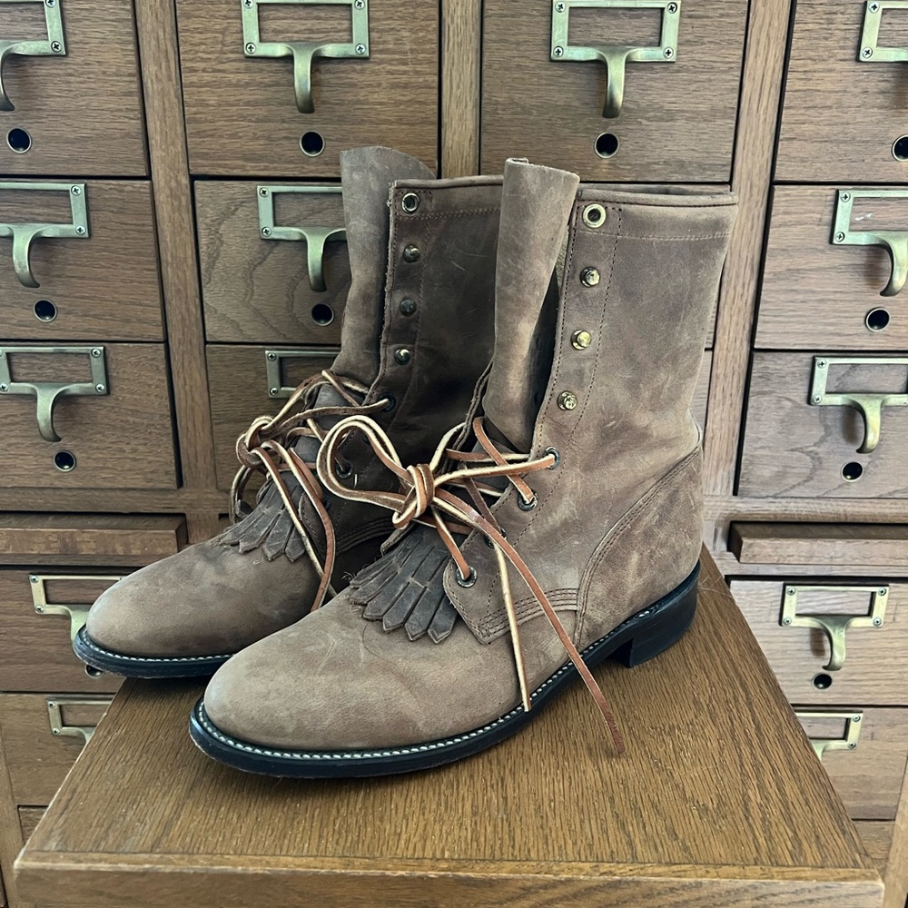 Brown Leather Justin Roper Boots Size 7.5